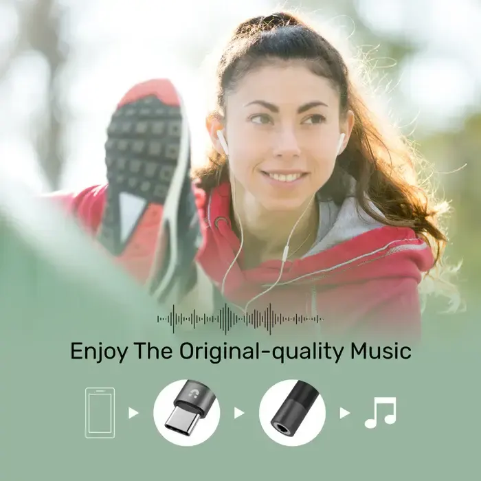 M1204A,UNITEK USB-C to 3.5mm Audio Adaptor, Black Color, With Hi-Fi/DAC