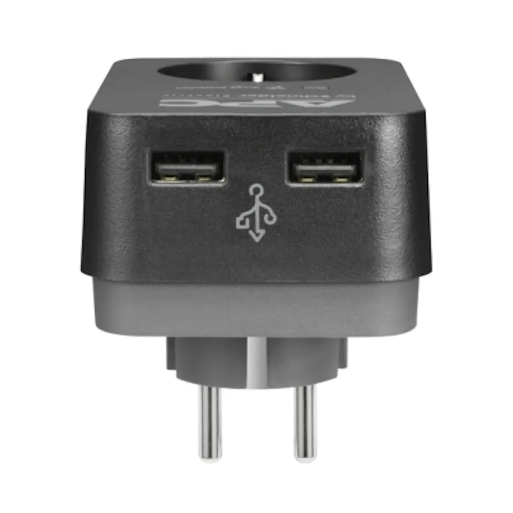 Adapter APC PME1WU2B-GR Essential, 1 Socket, USB-A, Black
