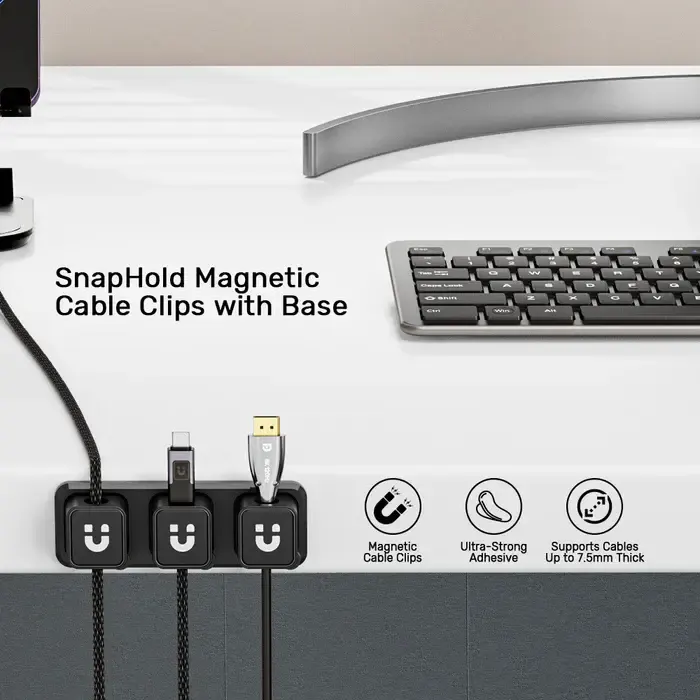 კაბელის დამცავი T1117A, UNITEK, Cable Manager, Magnetic Cable Clips (3pcs Clips + 1pc Base per Box).