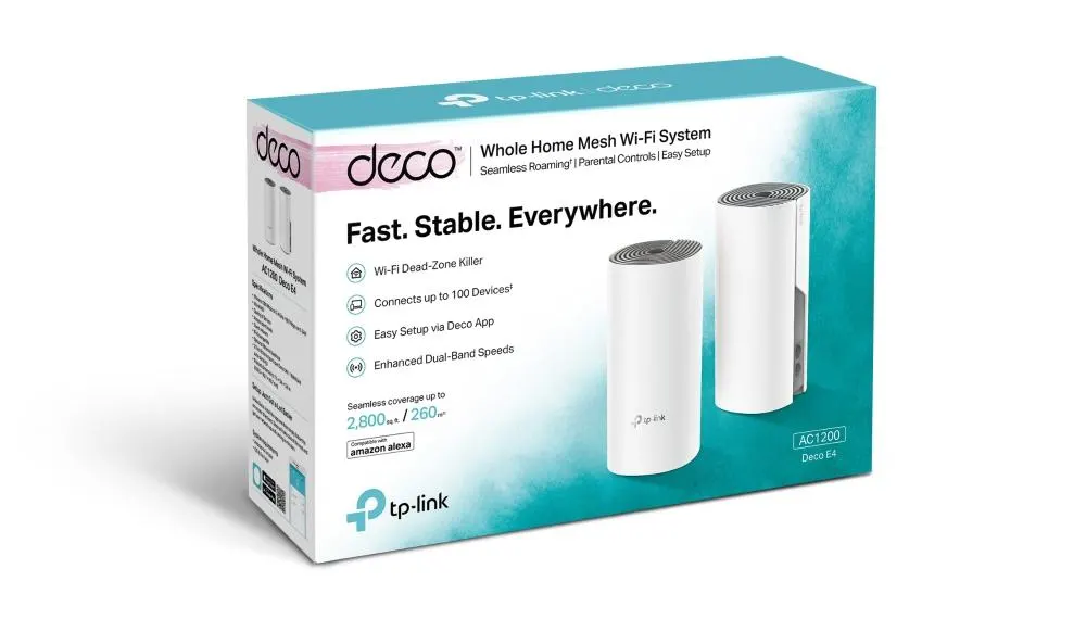 TP-Link, Deco E4(2-pack), AC1200 Whole Home Mesh Wi-Fi System