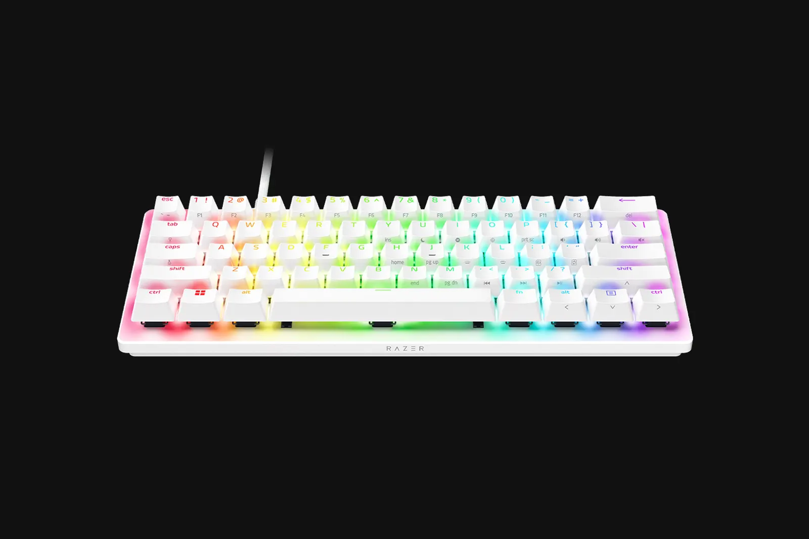 კლავიატურა Razer Keyboard mechanical Huntsman V3 Pro Mini, 61key, Analog Optical Switches, USB-A, EN, RGB, white