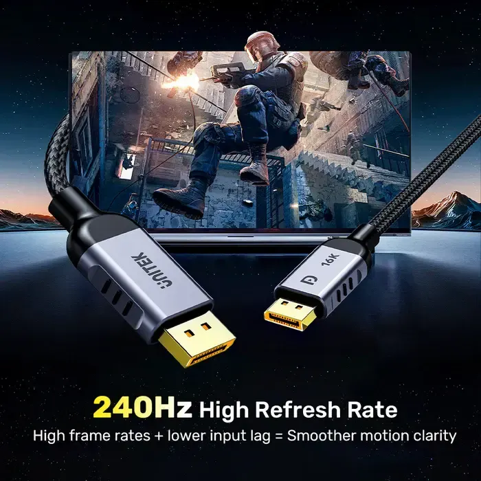 C1626GY01-2M, UNITEK, 2M DisplayPort 2.1 Cable 16K 60Hz & 8K 120Hz