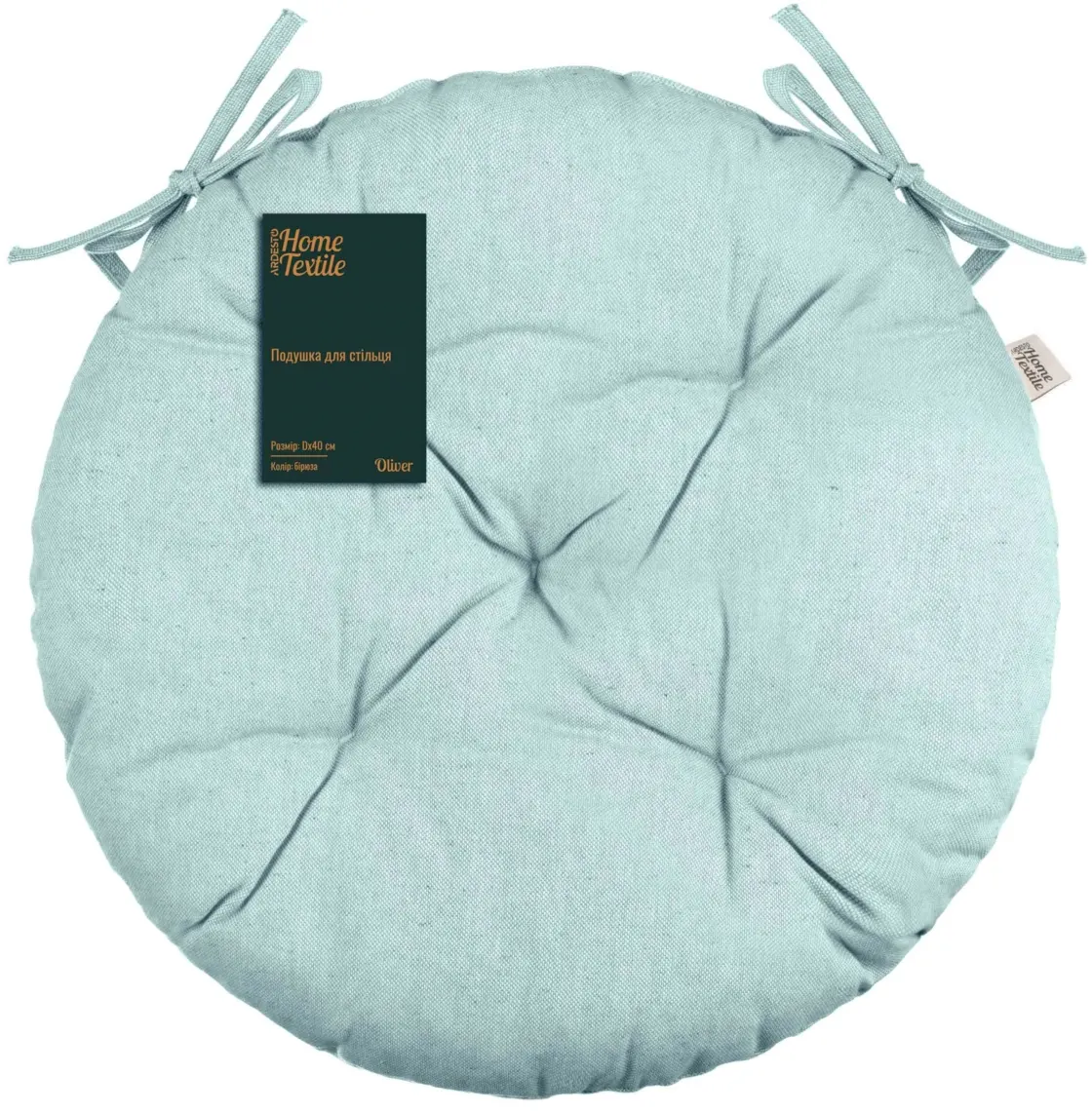 სკამის ბალიში Ardesto Sitpad Oliver, 40cm, 100% cotton, filling: 50% holofiber, 50% pp, aquamarine