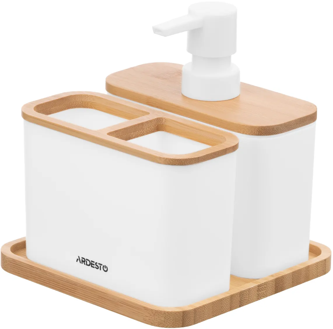 Bathroom set Ardesto Minimalism, 3items, polypropylene, bamboo, white