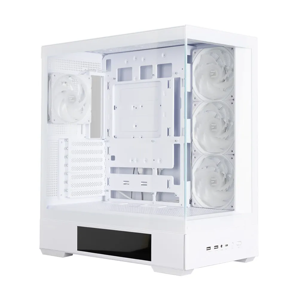 ქეისი Zalman PC case P40 DS without PSU, 2xUSB3.0, 1x Type C, 3x120mm ARGB Reverse, 1x120mm ARGB, VGA 420mm, LCS ready, TG Side/Front Panel, Display, ATX, white