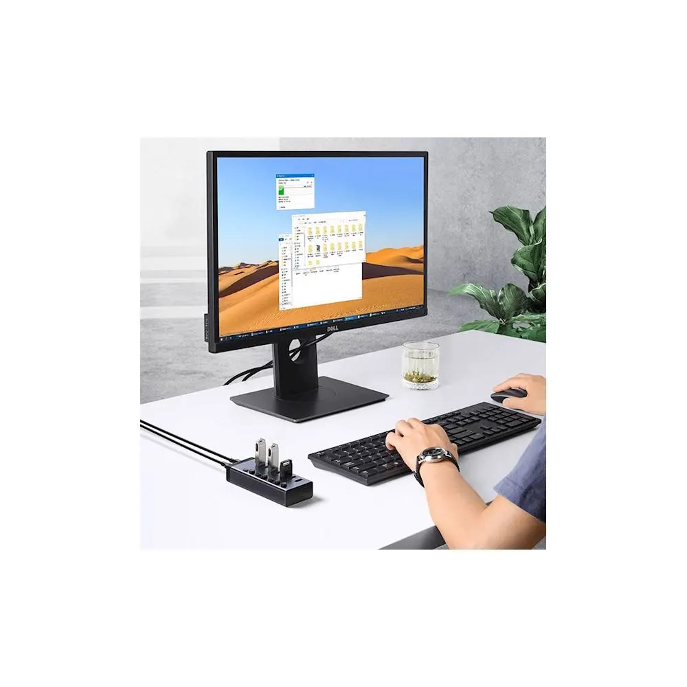 USB ჰაბი UGREEN CM481 (90307) USB 3.0 Hub With 7 Ports USB-A 12V 2A, Gray