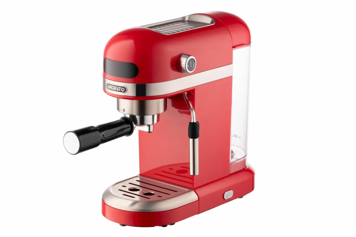 ყავის აპარატი Ardesto Coffe maker carob YCM-E1501, 1,4L, ground, hand capuchino maker, cup warmer, red