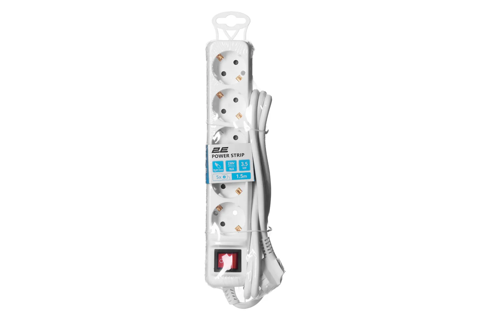 Power strip 2E 5XSchuko with switch, 3G*1.5mm2, 1.5m, white