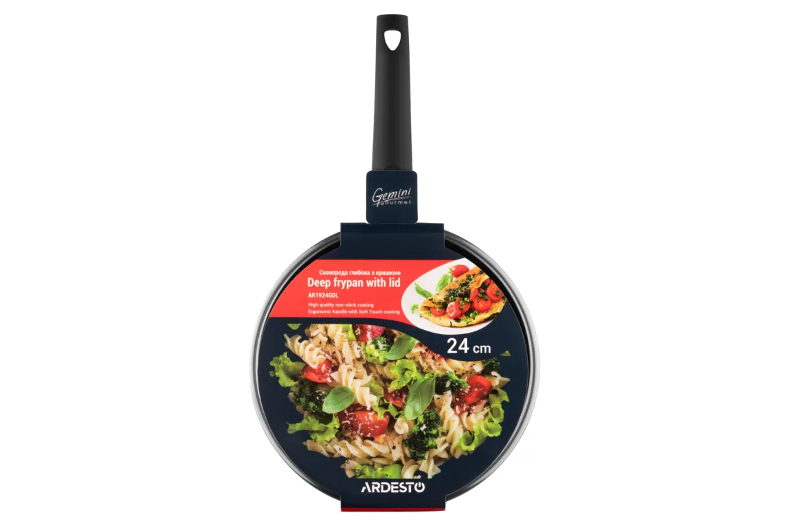 ტაფა Ardesto Deep Fry pan with lid Gemini Gourmet Viareggio, 24cm, aluminium, black