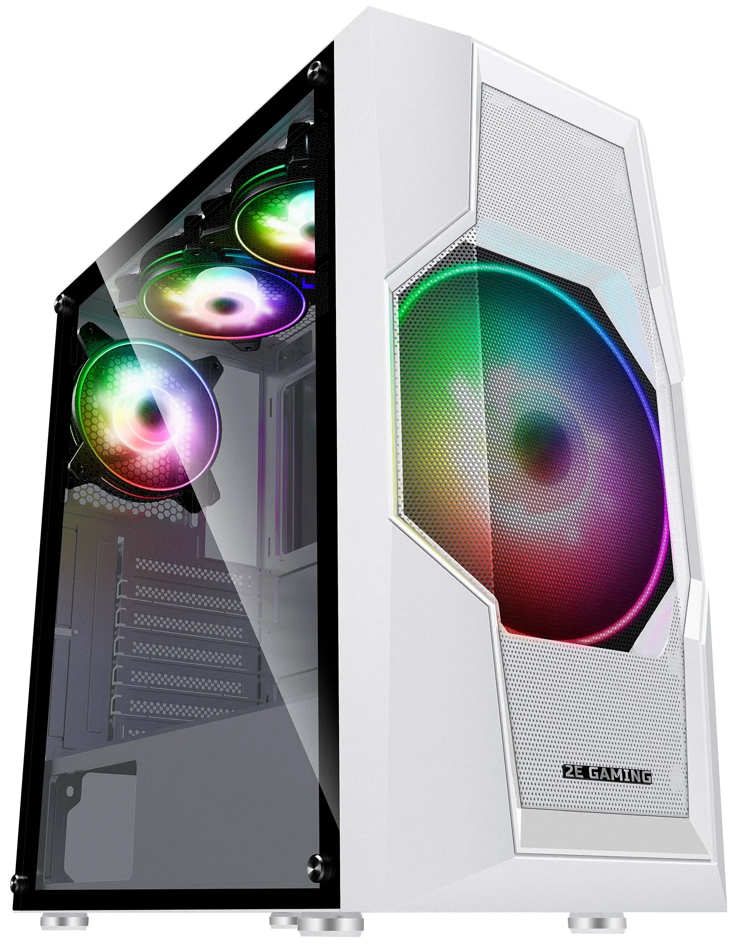 ქეისი 2E GAMING Computer case TURBO (G2057W) , MidT, 2xUSB2.0,1xUSB3.0, 1x200+3x120ARGB,TG (side panel),without PSU,whiteMidT