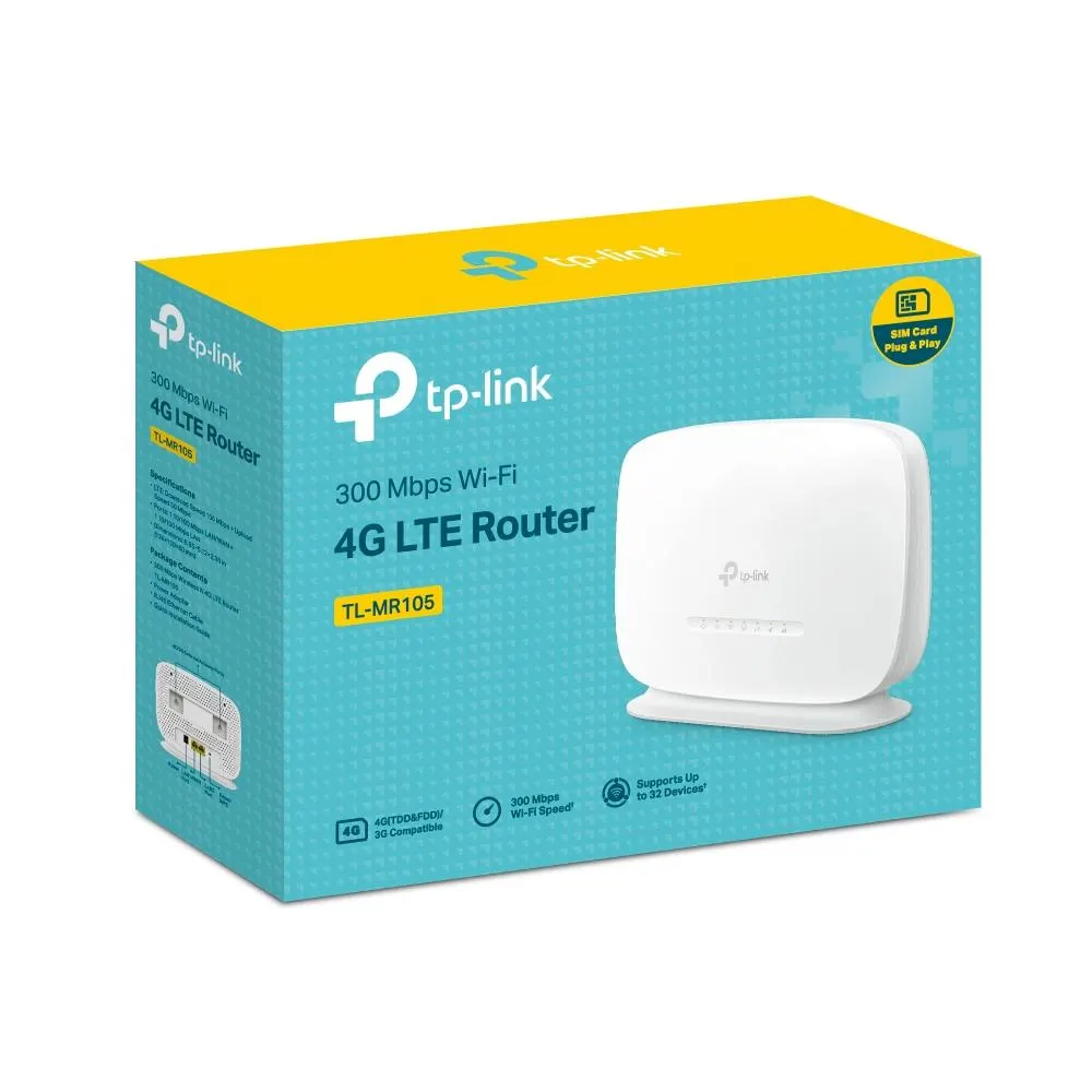 LTE როუტერი TP-Link, TL-MR105, 300 Mbps Wireless N 4G LTE Router