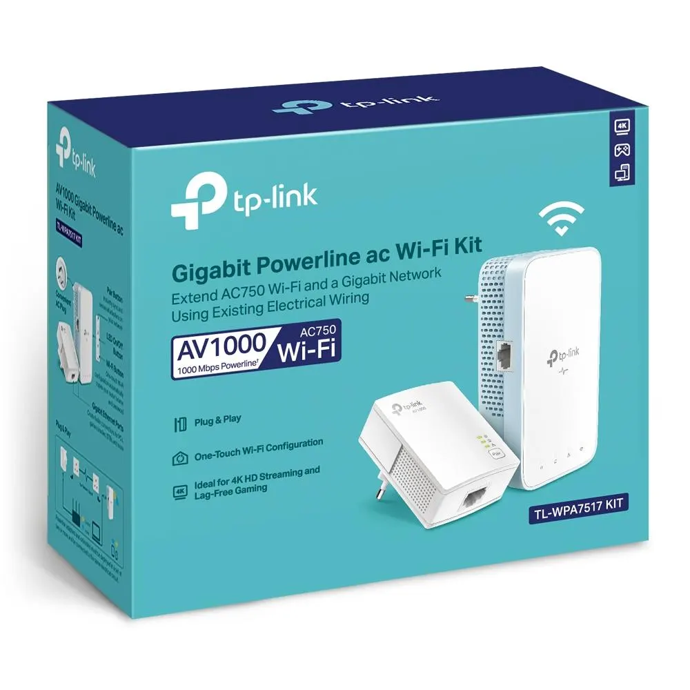 TP-Link, TL-WPA7517 KIT, AV1000 Gigabit Powerline Starter Kit
