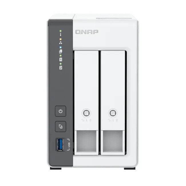 2-bay ARM 4C 2.0GHz ; 2 x SATA 6Gb/s 3.5"/2.5"; 4GB RAM on-board; 1 x GbE; 1 x 2.5GbE ; 1 x USB3.2 Gen1 and 2 x USB2.0