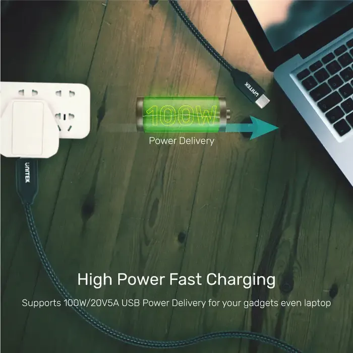 C14059BK, UNITEK, 2M USB-C CM to CM PD 100W Charging Cable