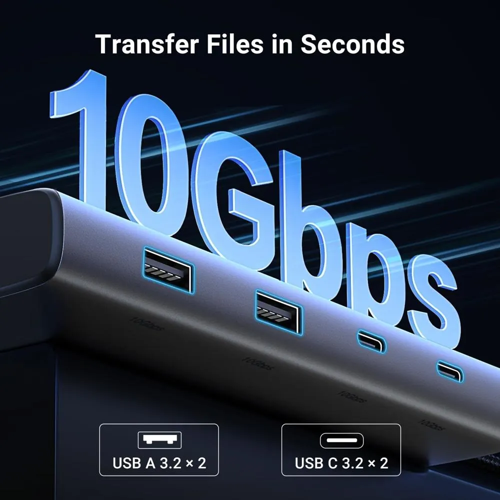 CM639, UGREEN, USB HUB, Revodok 308, HDMI, DP, Type-C, USB-A, PD, 8 in 1 USB C Docking Station, Grey.