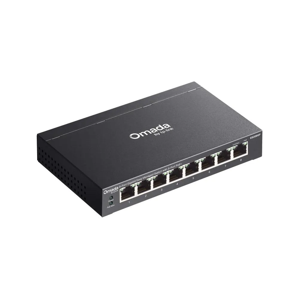 PoE სვიჩი TP-Link, ES208GP, Switch, Omada 8-Port Gigabit Easy Managed Switch with 8-Port PoE+