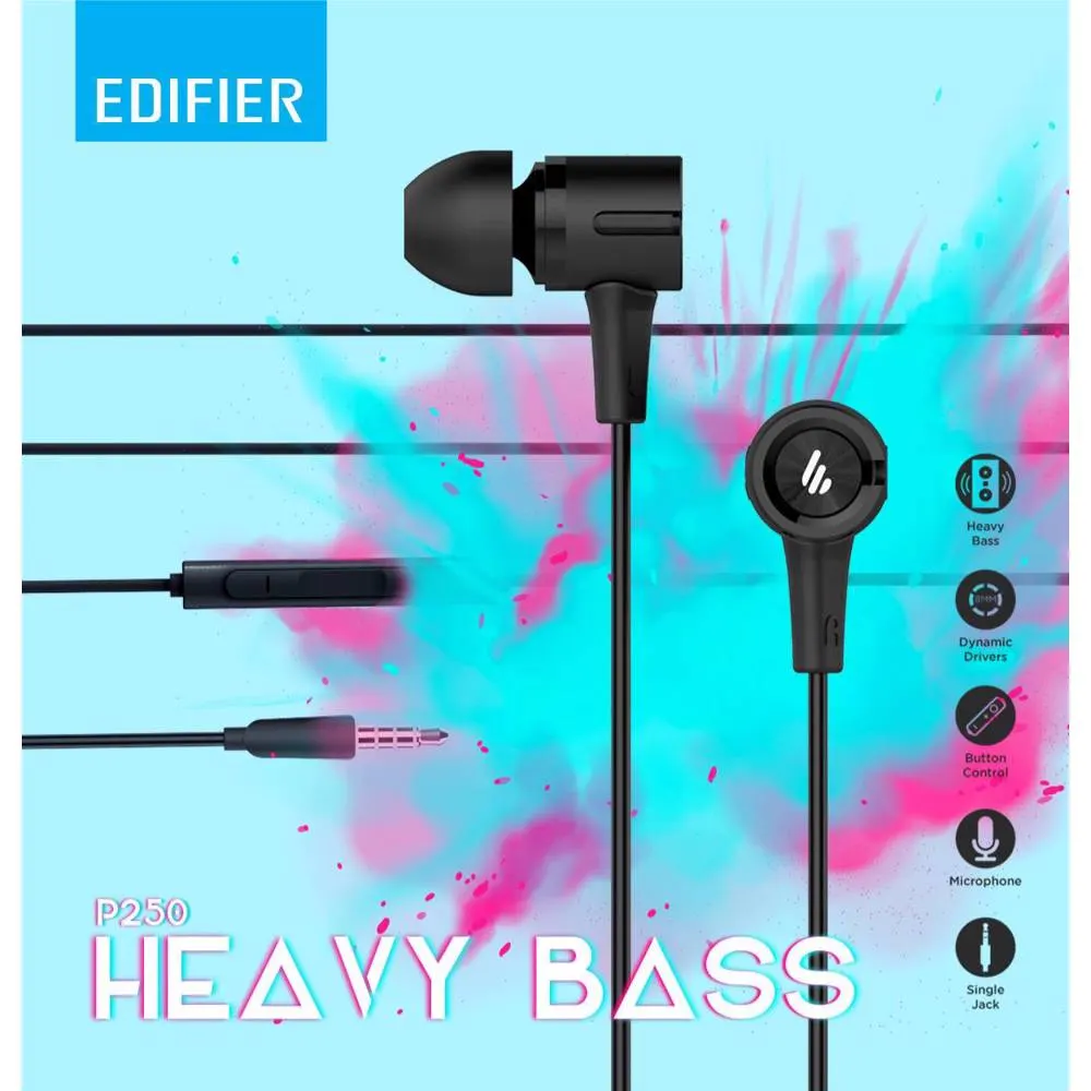 ყურსასმენი Edifier P205, Headphones, Wired, 3.5mm, Black