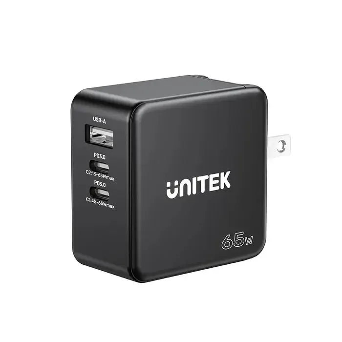 P1117B, UNITEK, Power Supply, 65W, 2xType-C 65w, USB QC 3.0 30W.