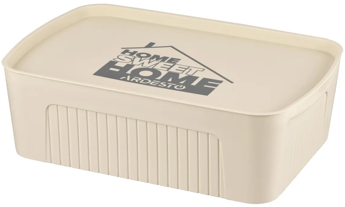 შესანახი კონტეინერი Ardesto Storage box with lid 45.5x31x14cm, 13l, plastic PP, beige