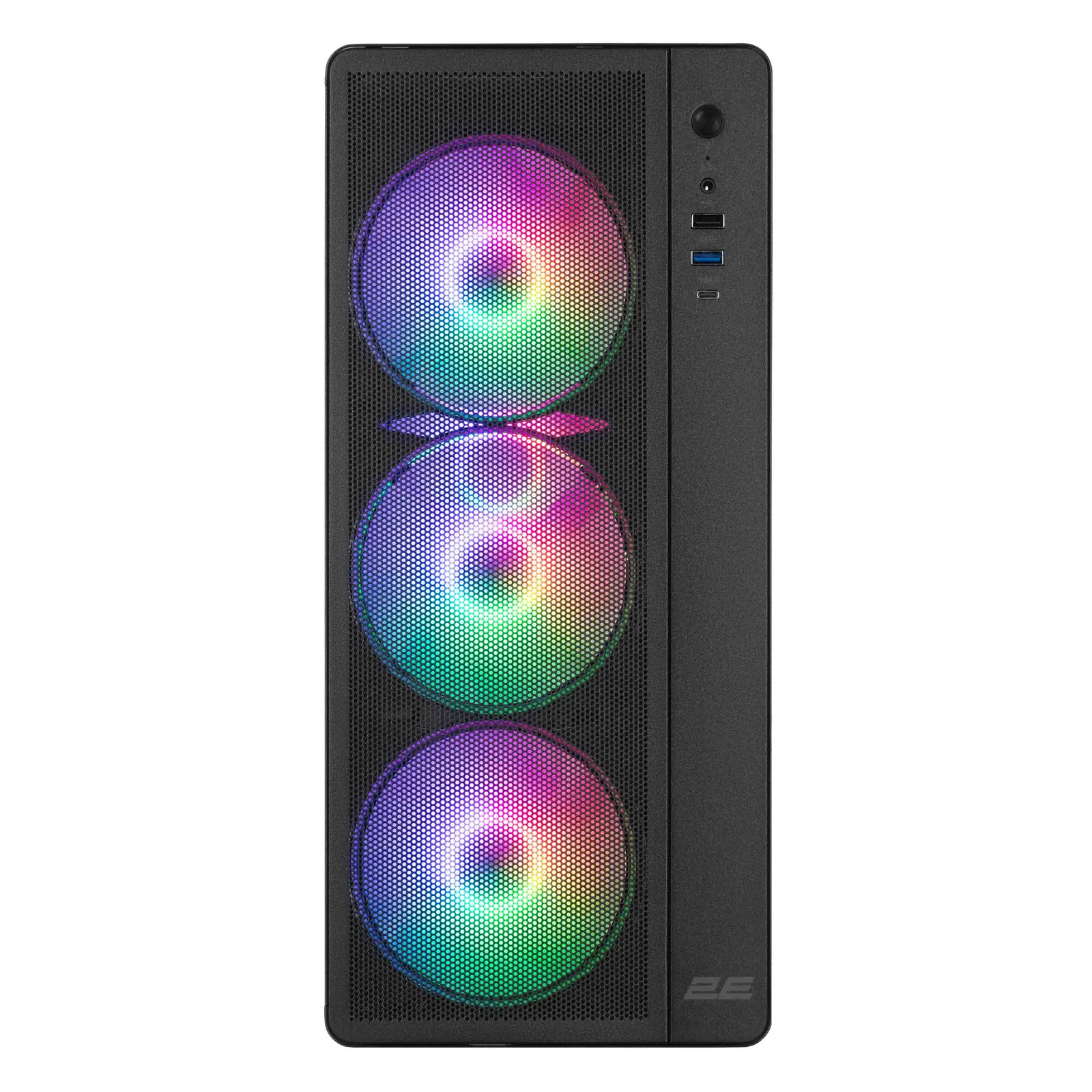 ქეისი PC case 2E GAMING Credo Plus V510B without PSU, 1xUSB3.0, 1x USB 2.0, 1xUSB Type-C, 4x120mm RGB Rainbow, VGA 310mm, TG Side Panel, ATX, black