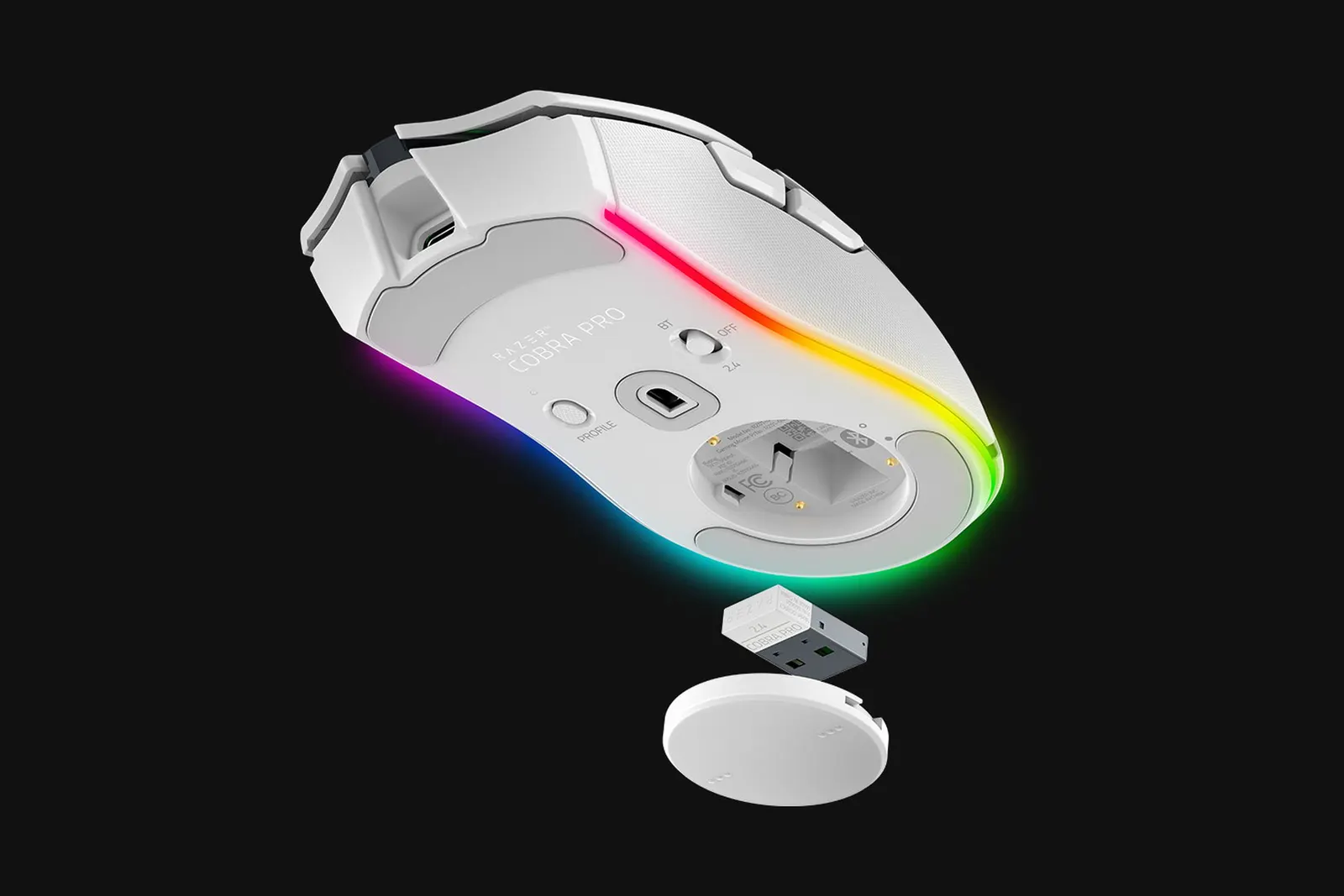 მაუსი Razer Mouse Cobra Pro, RGB, USB-A/WL/BT, white