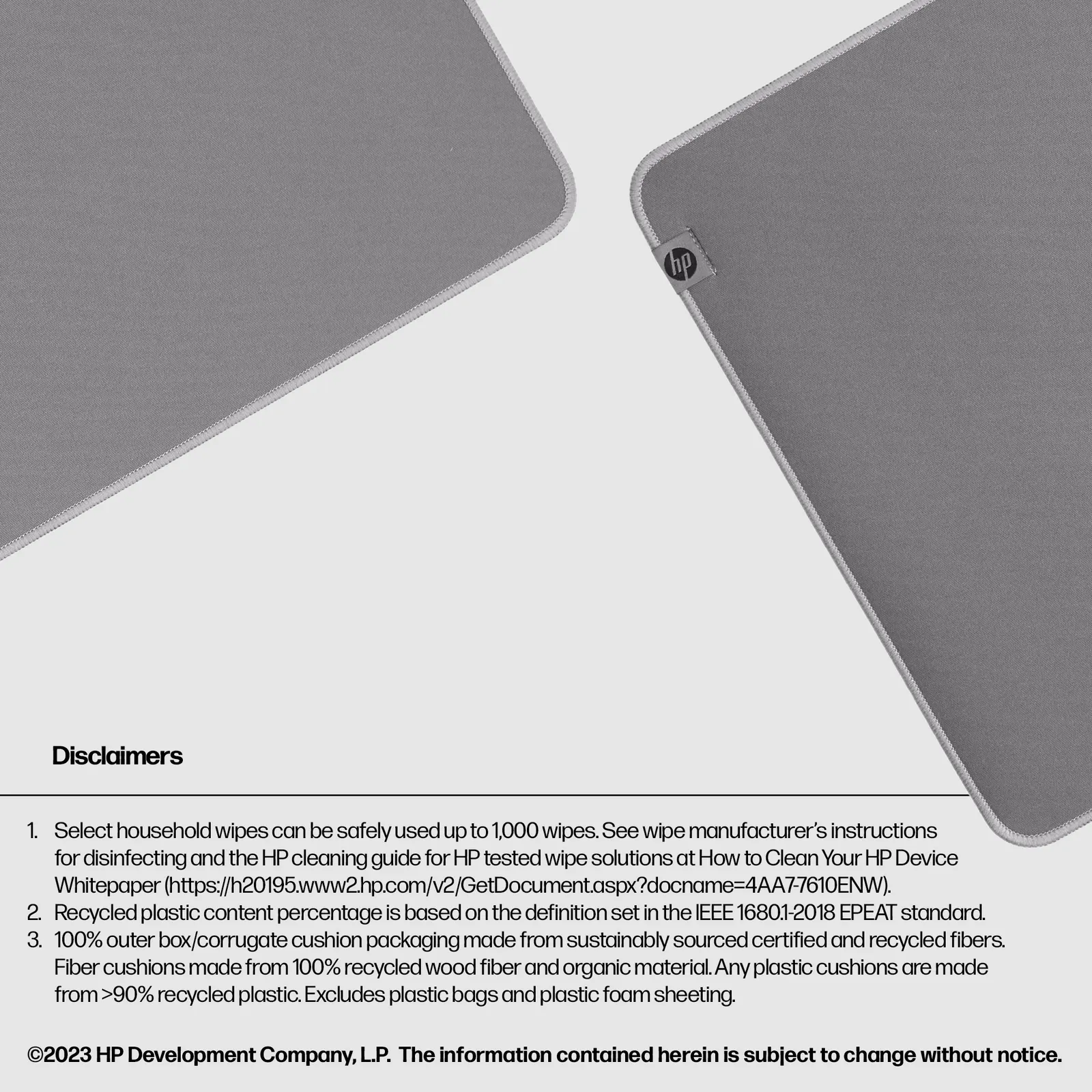 HP 200 Sanitizable Desk Mat Grey