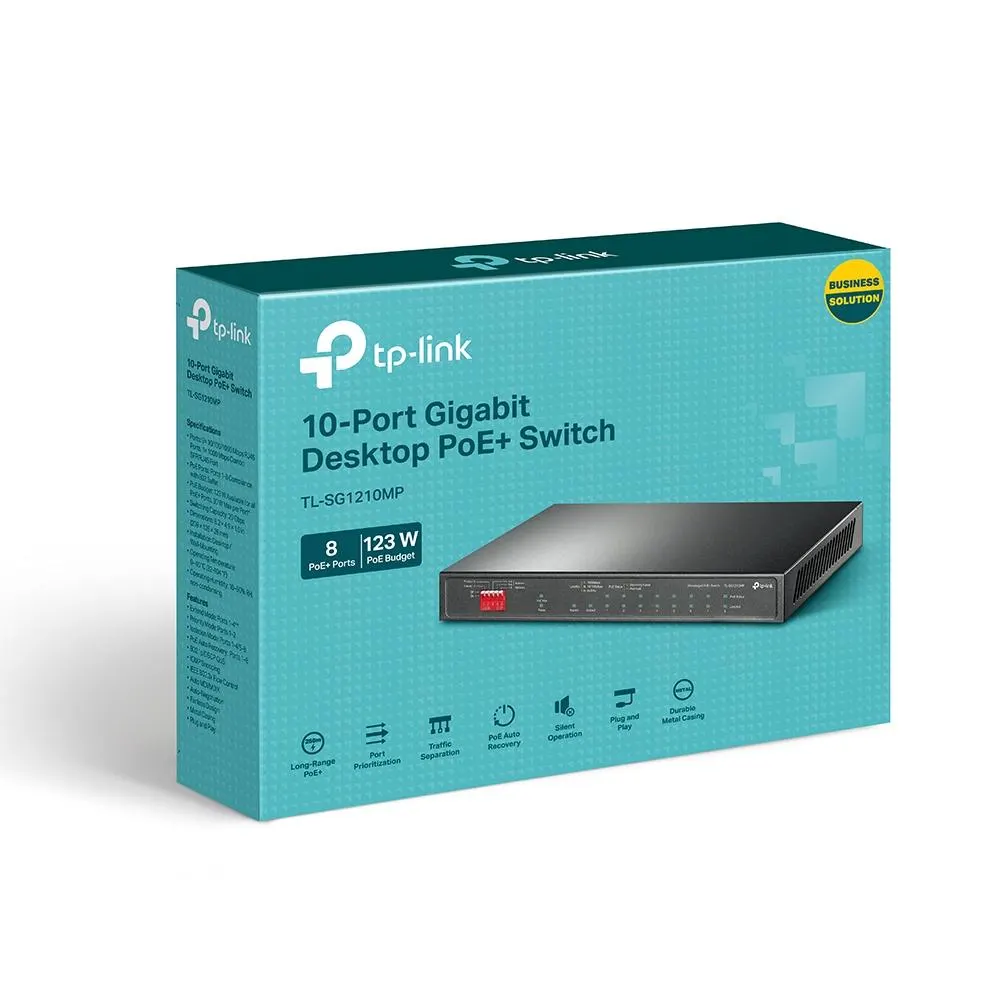 TP-Link, TL-SG1210MP 10-Port Gigabit Desktop Switch with 8-Port PoE+