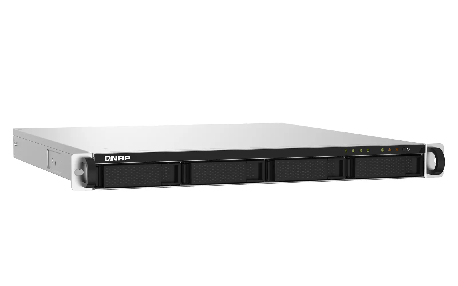 4-Bay AL324 quad-core 1.7 GHz rackmount NAS with 250W redundant PSU, 2GB DDR4 UDIMM RAM (max 16GB), SATA 6Gb/s, 2x 10GbE SFP+ , 2x 2.5GbE, 1x PCIe Gen