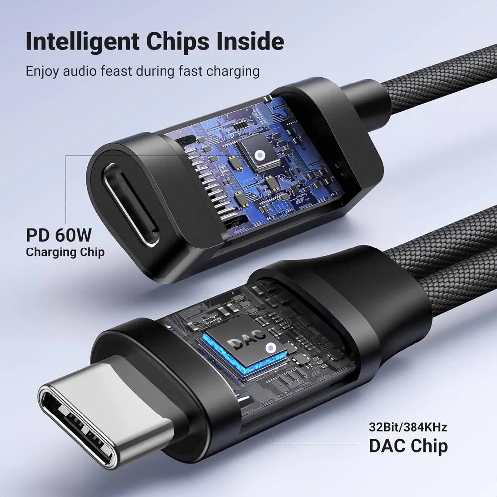 UGREEN CM721 (25837), Type-C to 3.5mm Audio Adapter with Power Delivery, Black