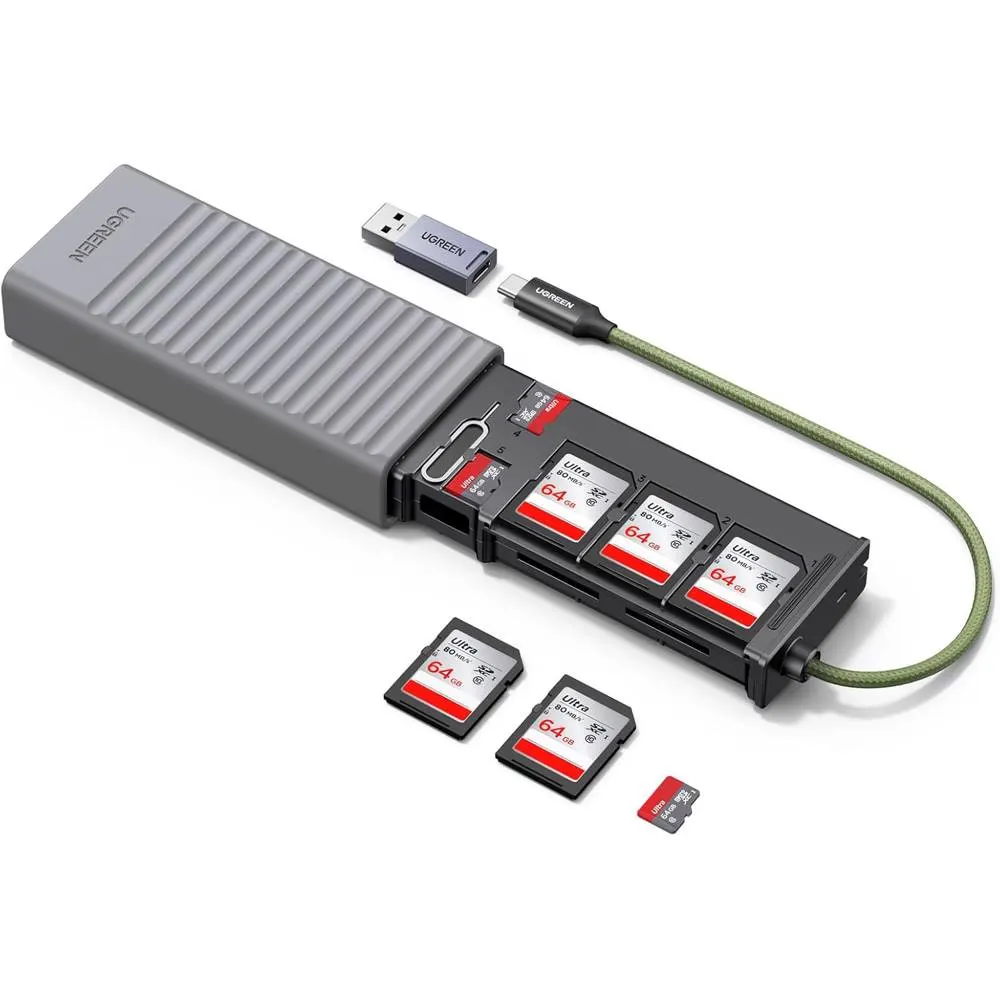 ბარათის წამკითხველი ქეისი UGREEN CM856 (55899), Multi-function Card Reader Case, Grey