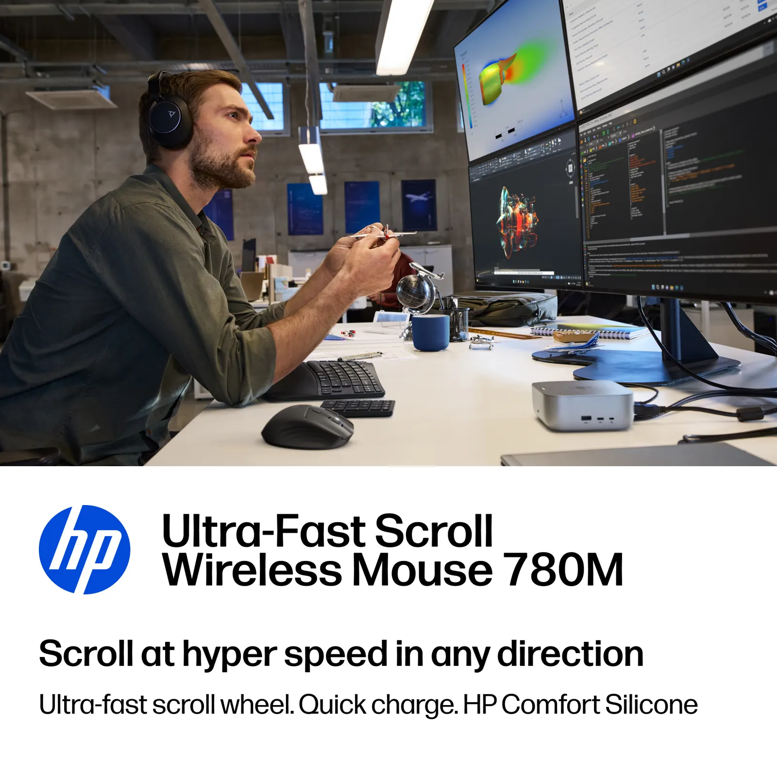 მაუსი HP 780M Ultra-Fast-Scroll Wireless Black
