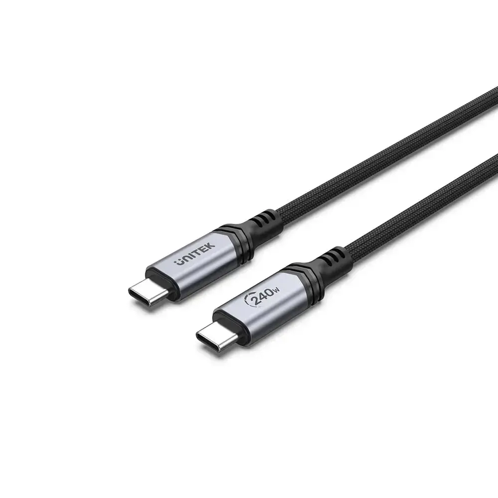 C14110GY-2M,UNITEK 2M, CM to CM Power Delivery 3.1 240W Charging Cable, Black