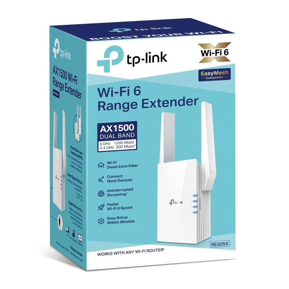 Wi-Fi გამაძლიერებელი TP-Link, RE505X, AX1500 Wi-Fi 6 Range Extender