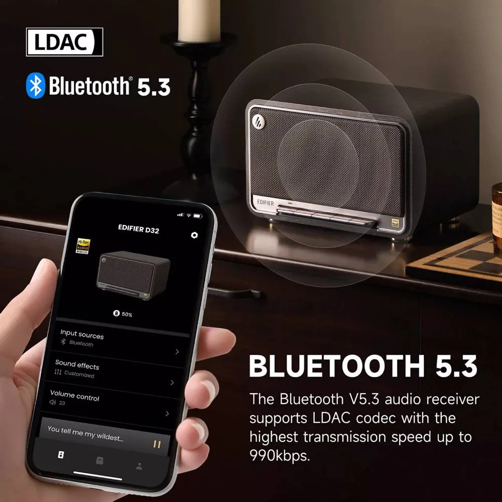 Edifier D32 Tabletop Wireless Speaker Black Walnut