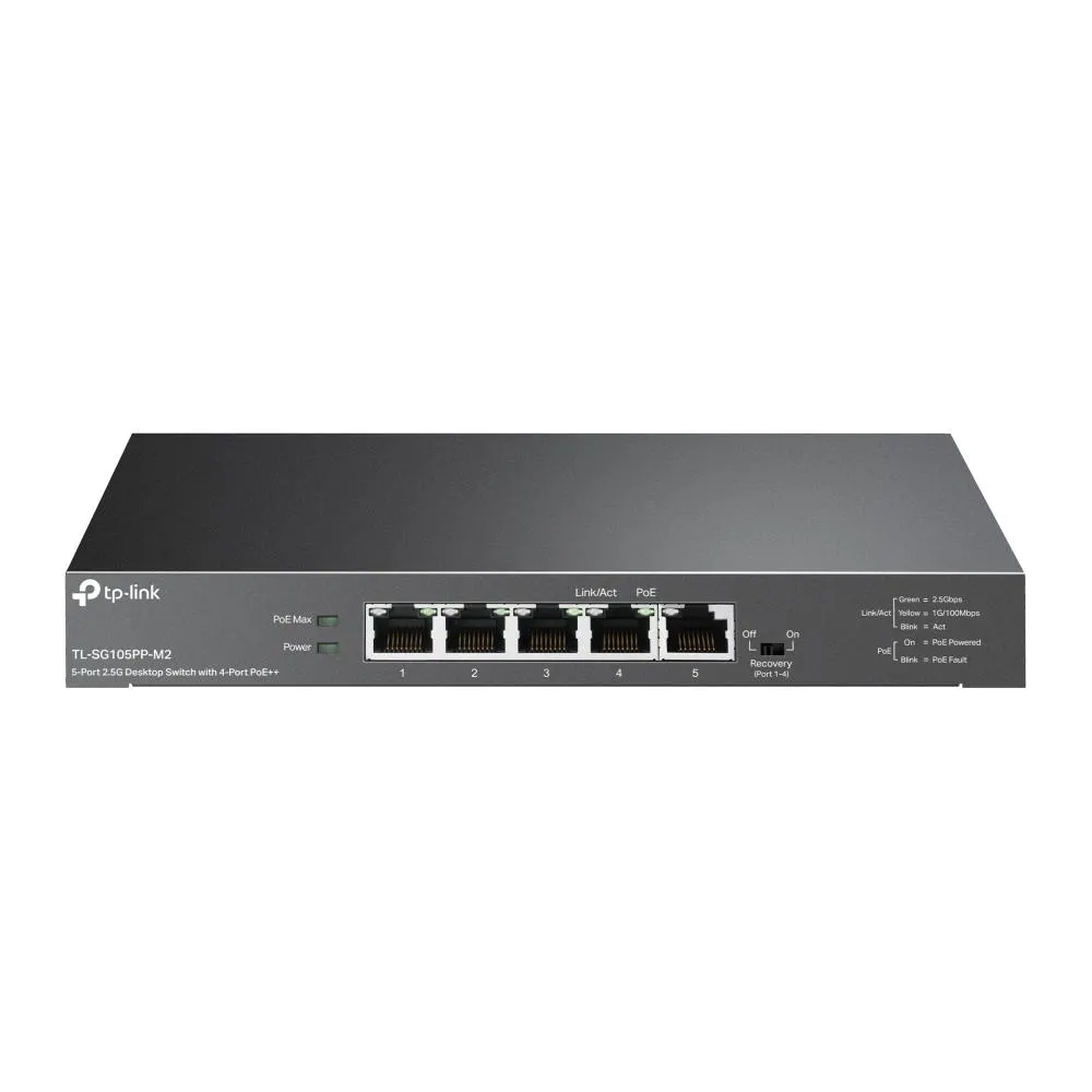 TP-Link, TL-SG105PP-M2, 5-Port 2.5G Desktop Switch with 4-Port PoE++, 123W