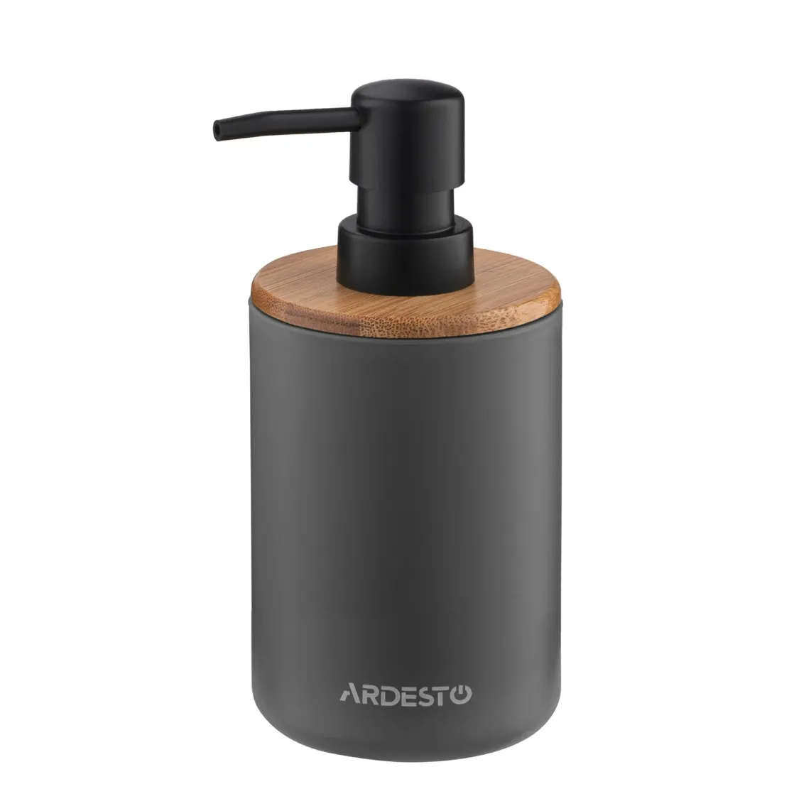ARDESTO Bathroom set Minimalism 360ml, 3 items, polypropylene, bamboo, dark grey
