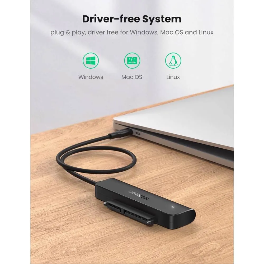 Type-C ადაპტერი UGREEN CM321 (70610), Type-C 3.0 to 2.5-Inch SATA Converter, 50cm, Black