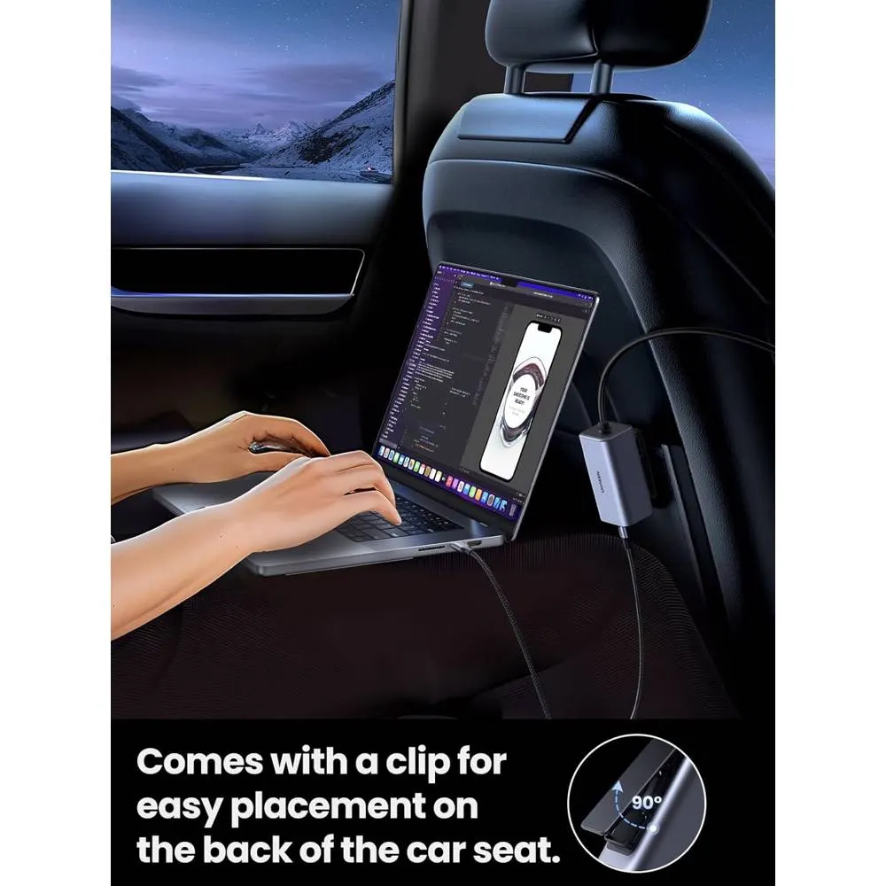 მანქანის დამტენი UGREEN EC706 (35571), 150W, Type-C, USB, Car Charger, Grey