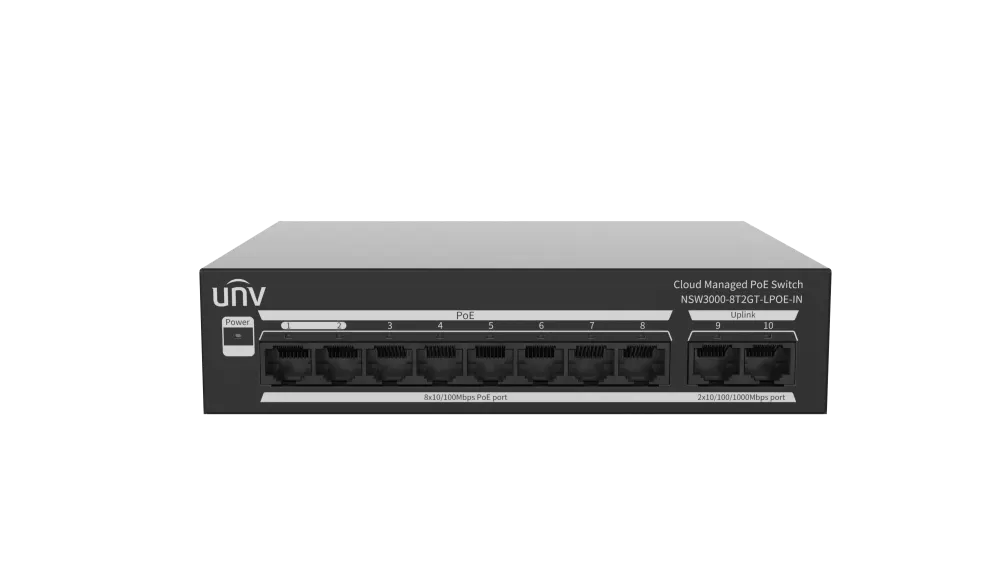 მართვადი PoE სვიჩი - 8 x 10/100Mbps POE port (RJ45) ,2 x GP(RJ45), Uniview NSW3000-8T2GT-LPOE-IN