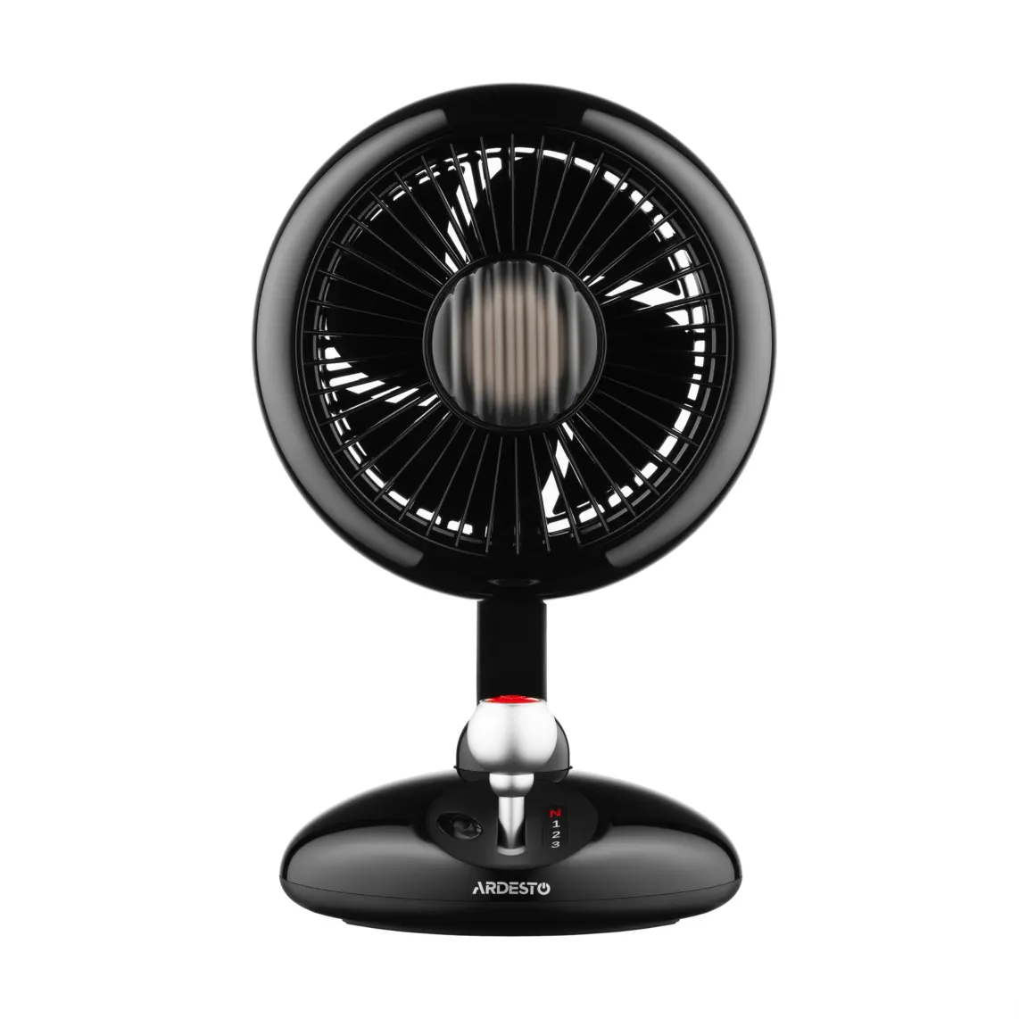 ARDESTO Table fan AviaFan FT-F3600BL desktop, 12cm, rechargeable, backlight, USB-A Type-C, black
