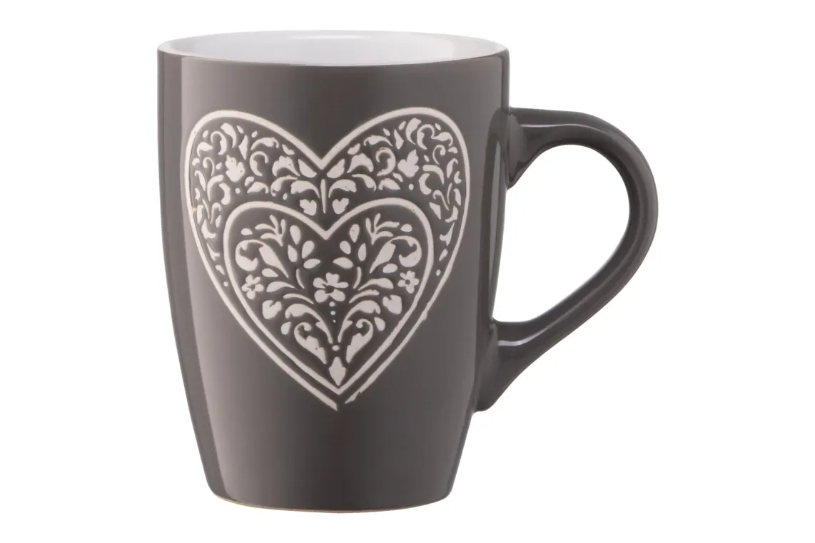 კათხა Mug ARDESTO Heart, 330ml, ceramics, dark grey
