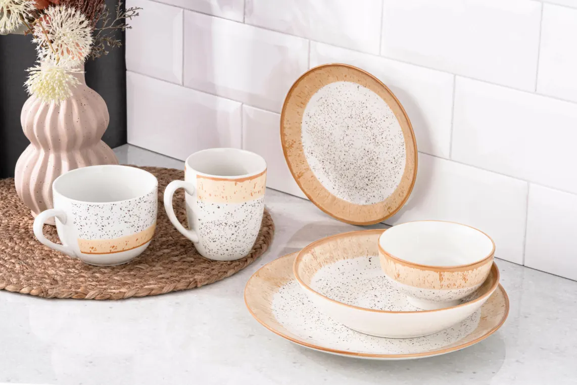 თეფში ARDESTO Dinner plate Siena, 27cm, porcelain, white-yellow