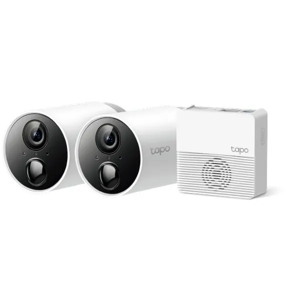 სმარტ კამერა TP-Link Tapo Smart Security Camera System - 1920 × 1080, Wi-Fi, 114° Viewing Angle, IP65 Waterproof, 180-Day Battery Life, MicroSD Card Slot (Up to 512 GB), Two-Way Audio,iOS, Android, Hub Requaired - Included