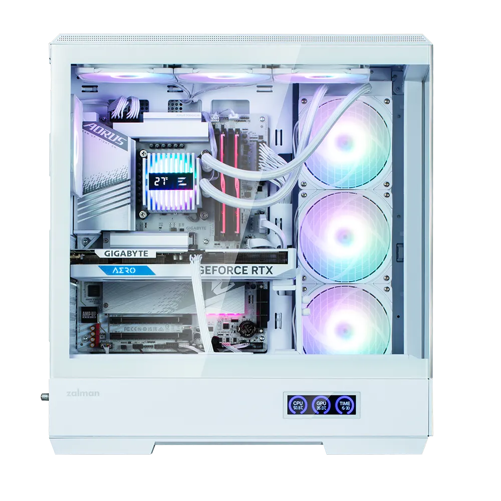 ქეისი Zalman PC case P50 DS without PSU, 2xUSB3.0, 1xUSBType-C, 4x120mm ARGB, VGA 435 mm, LCS ready, TG Side Panel, ATX, white