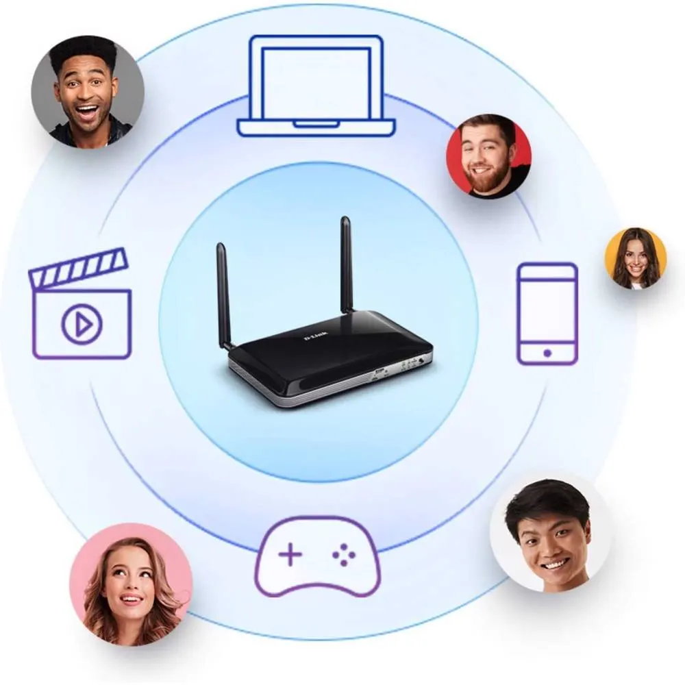 D-Link DWR-921 N300 Wi-Fi LTE Router, 100Base-TX WAN, 4x100Base-TX LAN, 2x3dBi detachable LTE antennas, 2x3dBi internal Wi-Fi antennas, SIM slot