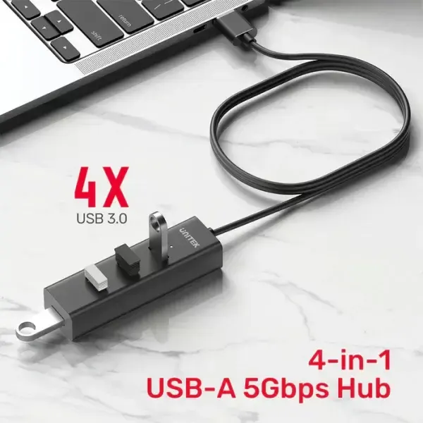 Y-3089V02, UNITEK, 4-Port USB-A 5Gbps Hub with 1.2M Cable Length