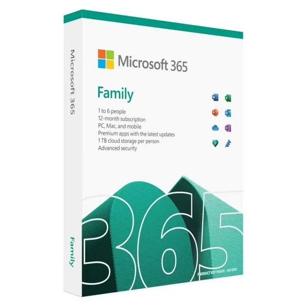 პროგრამული უზრუნველყოფა EP2-36891 Microsoft 365 Family Subscr PK Lic 1YR Online Central/Eastern Euro Only ESD C