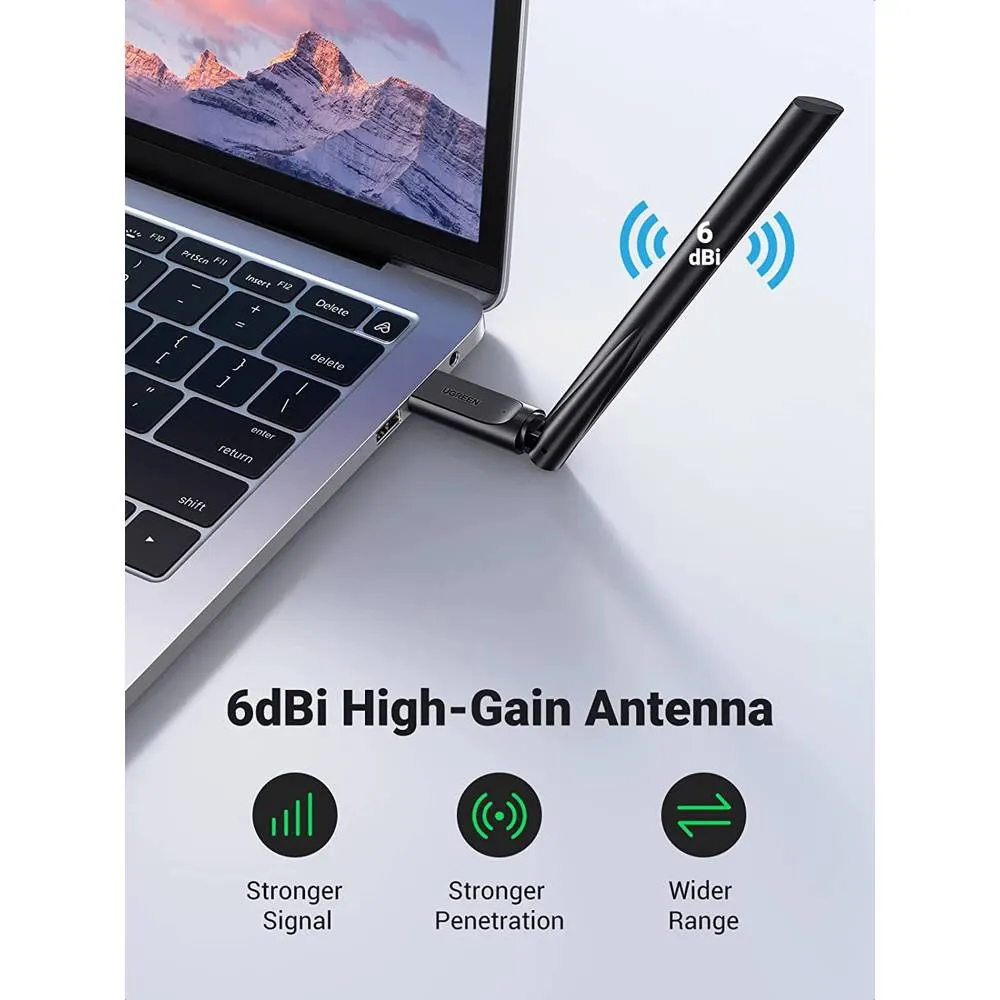 Wifi ადაპტერი UGREEN CM496 (90339), Wifi Adapter, Black