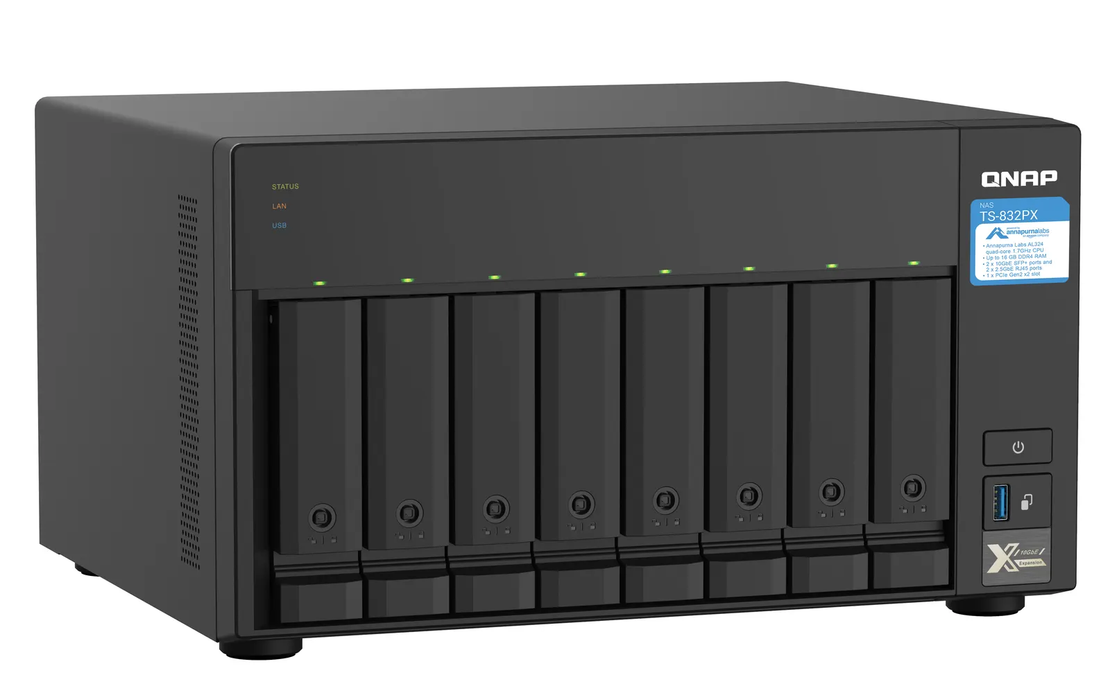 NAS სერვერი 8-Bay Annapurna Labs Alpine AL-324 ARMv8 Cortex-A57 quad-core 1.7 GHz processor