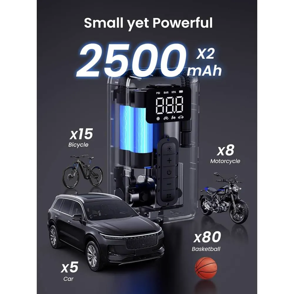 მანქანის კომპრესორი UGREEN CD259 (15951), Portable Air Compressor, Black